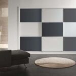 Frente de armario corredera juego de damas blanco y gris