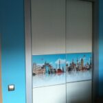 Frente de armario corredero melamina blanca y vinilo