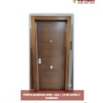 Puerta blindada Modelo H en sapelly rameado